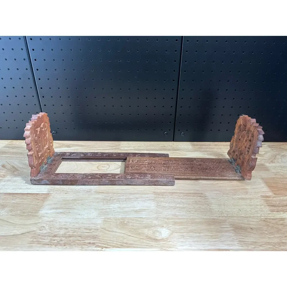 Vintage Ornate Wood Carved Sheeshan Wood Book Holder Expandable beautiful